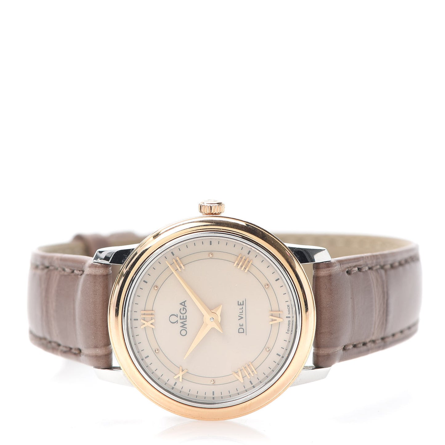 Stainless Steel 18K Red Gold Alligator 27mm De Ville Prestige Quartz Watch 424.23.27.60.09.001