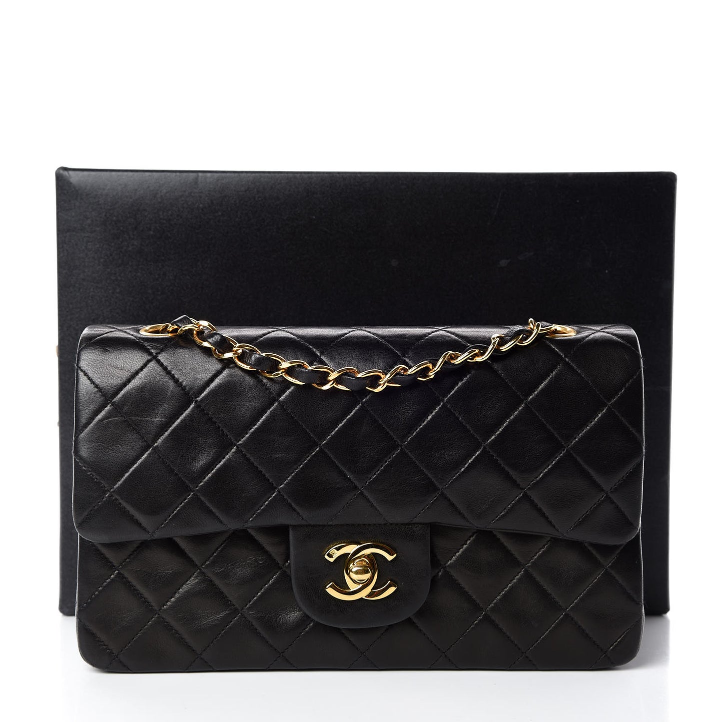 Lambskin Quilted Small Double Flap Black