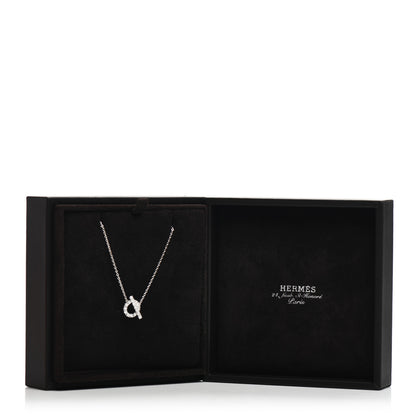 Hermes 18K White Gold Diamond Finesse Pendant Necklace 6 of 6