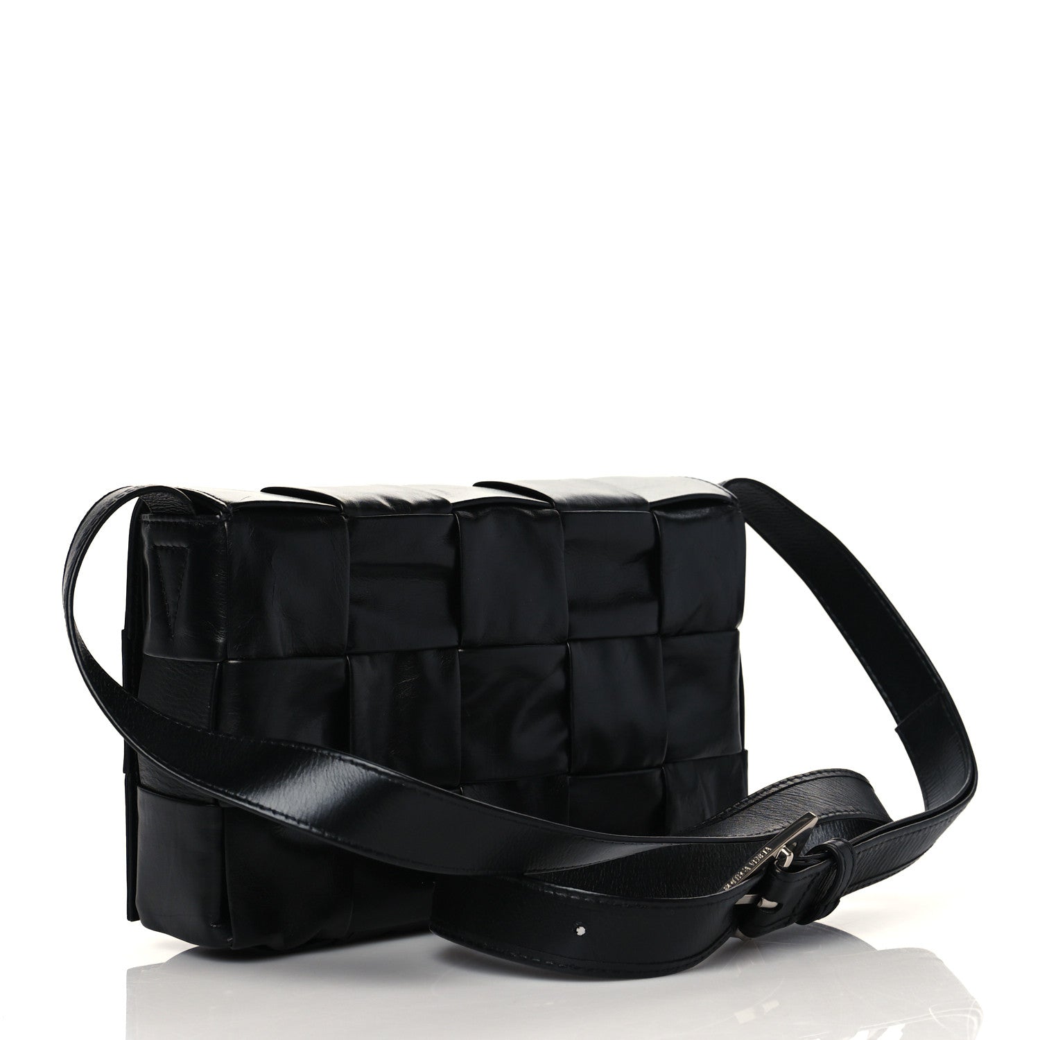 Bottega Veneta Paper Calfskin Maxi Intreccio Cassette Crossbody Bag Black 3 of 10