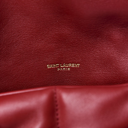 Saint Laurent Lambskin Quilted Small Loulou Puffer Monogram Chain Satchel Red 5 of 9