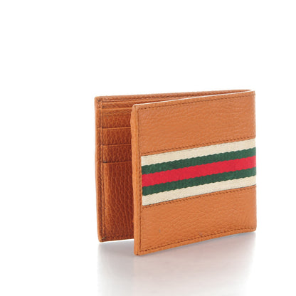 Gucci Pebbled Calfskin Web Bi-Fold Wallet Tan 3 of 7