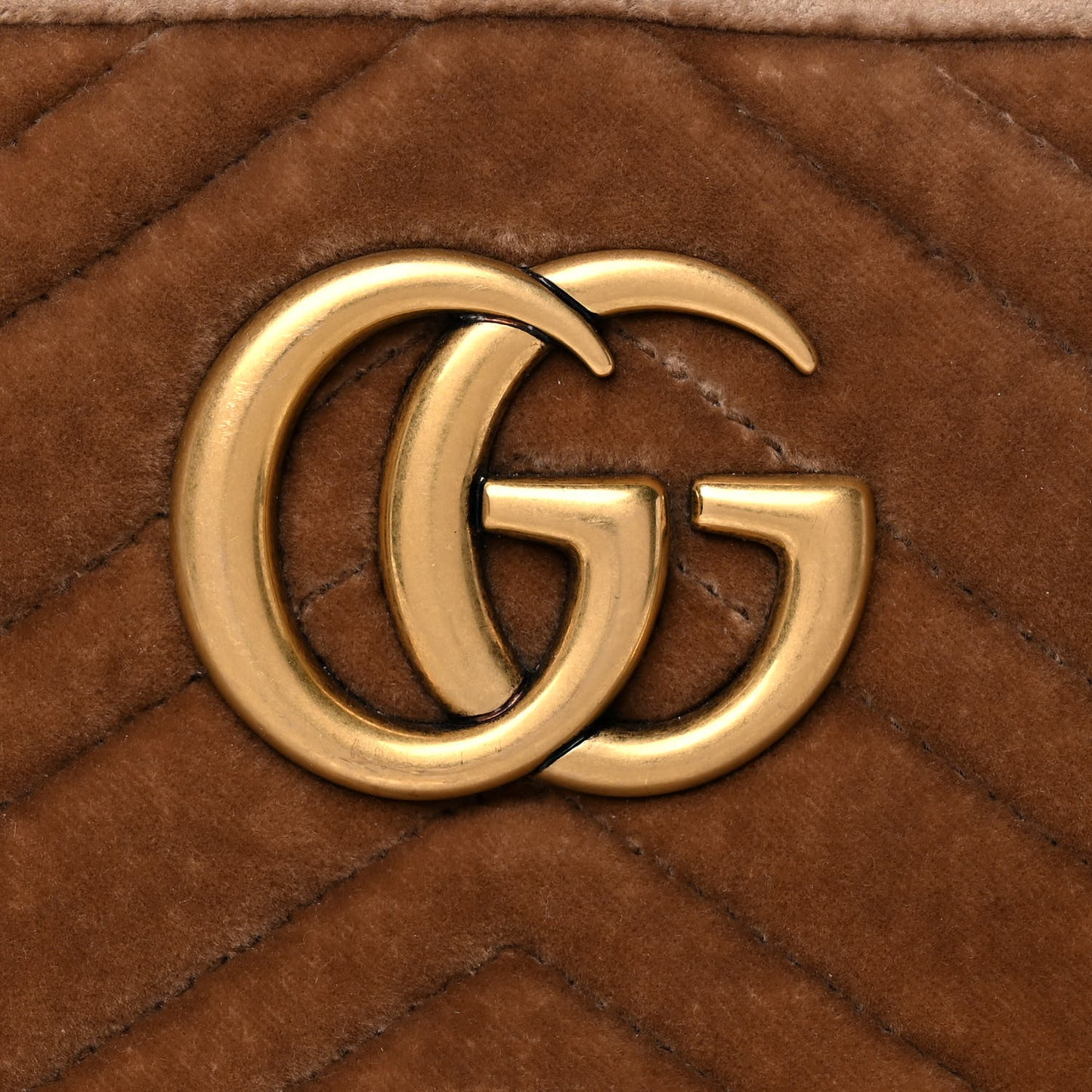 Velvet Matelasse Small GG Marmont Chain Shoulder Bag Taupe