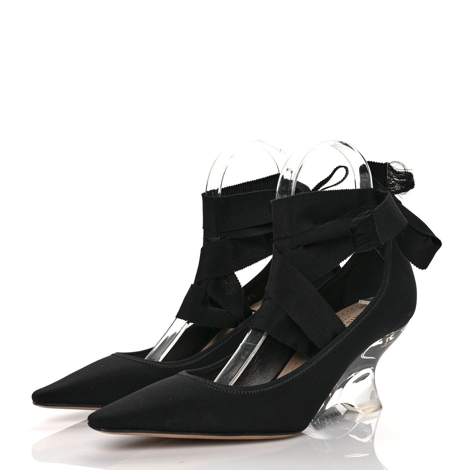 Christian Dior Grosgrain Neoprene Lucite Etoile Pumps 35.5 Black 2 of 9