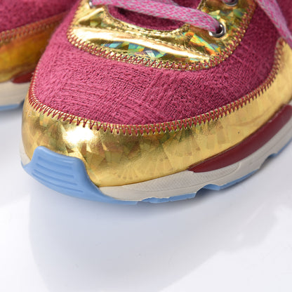 Chanel Tweed Suede Calfskin Sneakers 38 Dark Pink 12 of 14