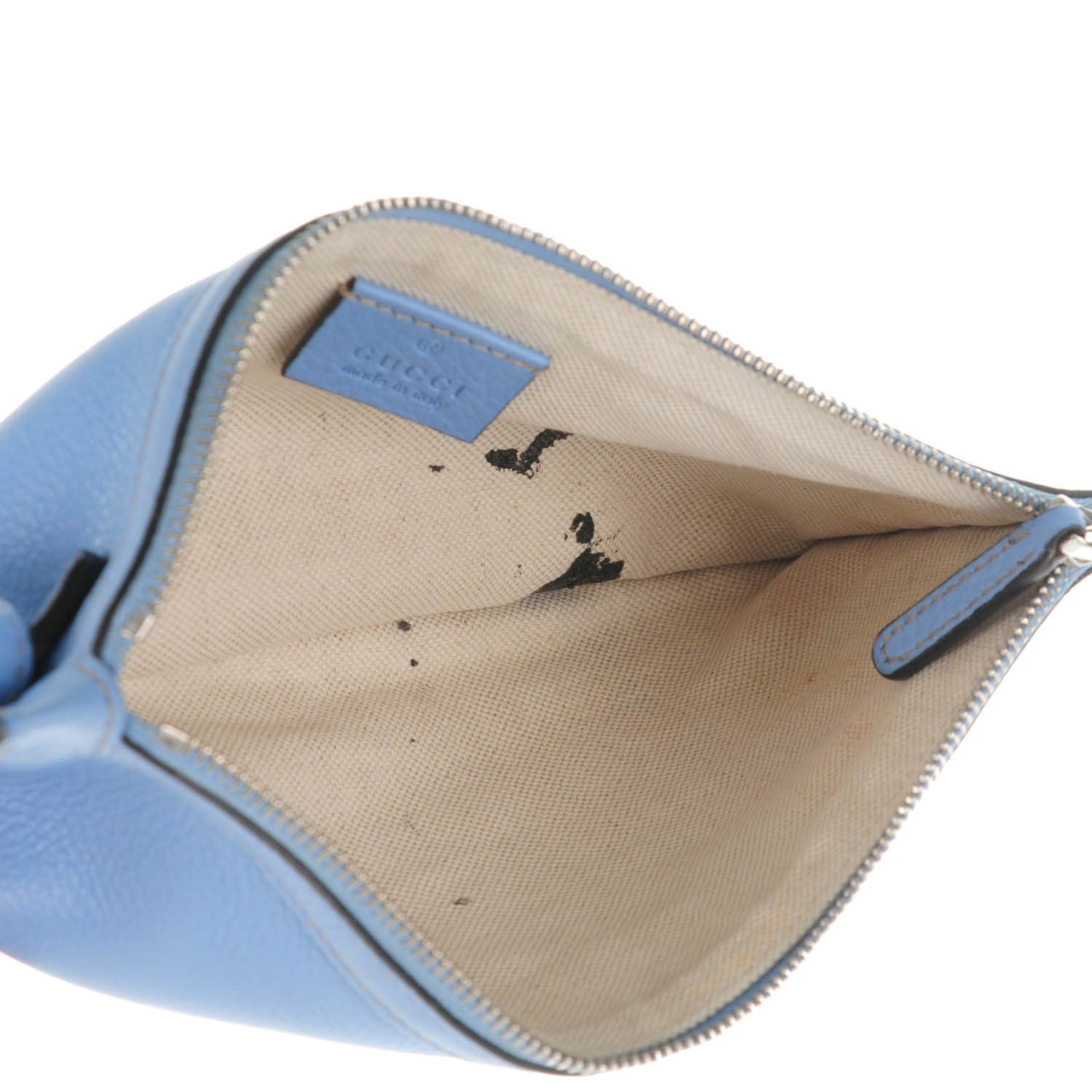Gucci Pebbled Calfskin Zip Pouch Mineral Blue 5 of 8