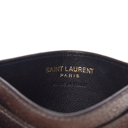 Saint Laurent Grained Metallic Calfskin Monogram Credit Card Case Bronze 6 of 7