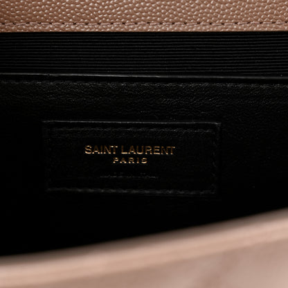 Saint Laurent Grain De Poudre Textured Mixed Matelasse Triquilt Medium Monogram Satchel Taupe 6 of 11