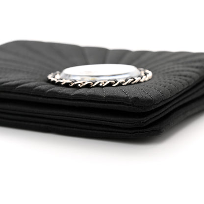 Chanel Satin Pleated Chain Embellished Mirror Flap Black 10 of 13