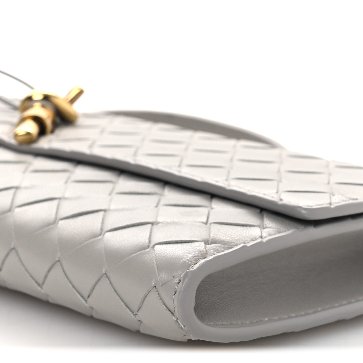Bottega Veneta Nappa Intrecciato Long Andiamo Top Handle Clutch Sterling 9 of 13