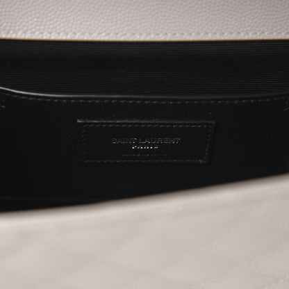 Saint Laurent Grain De Poudre Textured Mixed Matelasse Triquilt Small Monogram Satchel Optical White 7 of 10