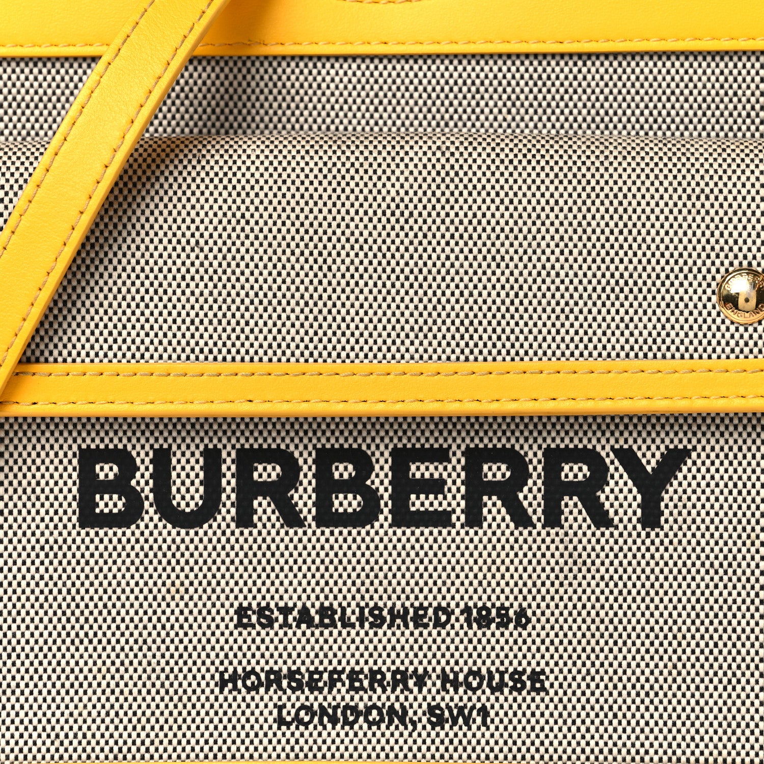 Burberry Canvas Smooth Calfskin Two Tone Mini Pocket Bag Deep Saffron 7 of 12