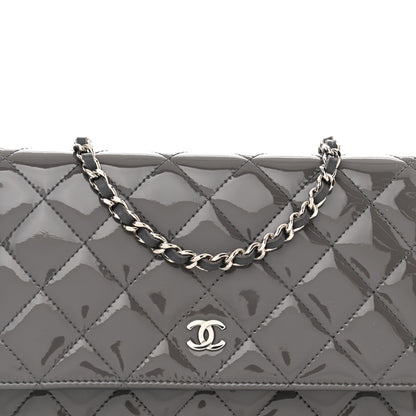 Chanel Patent Quilted Wallet On Chain WOC Grey 8 of 11