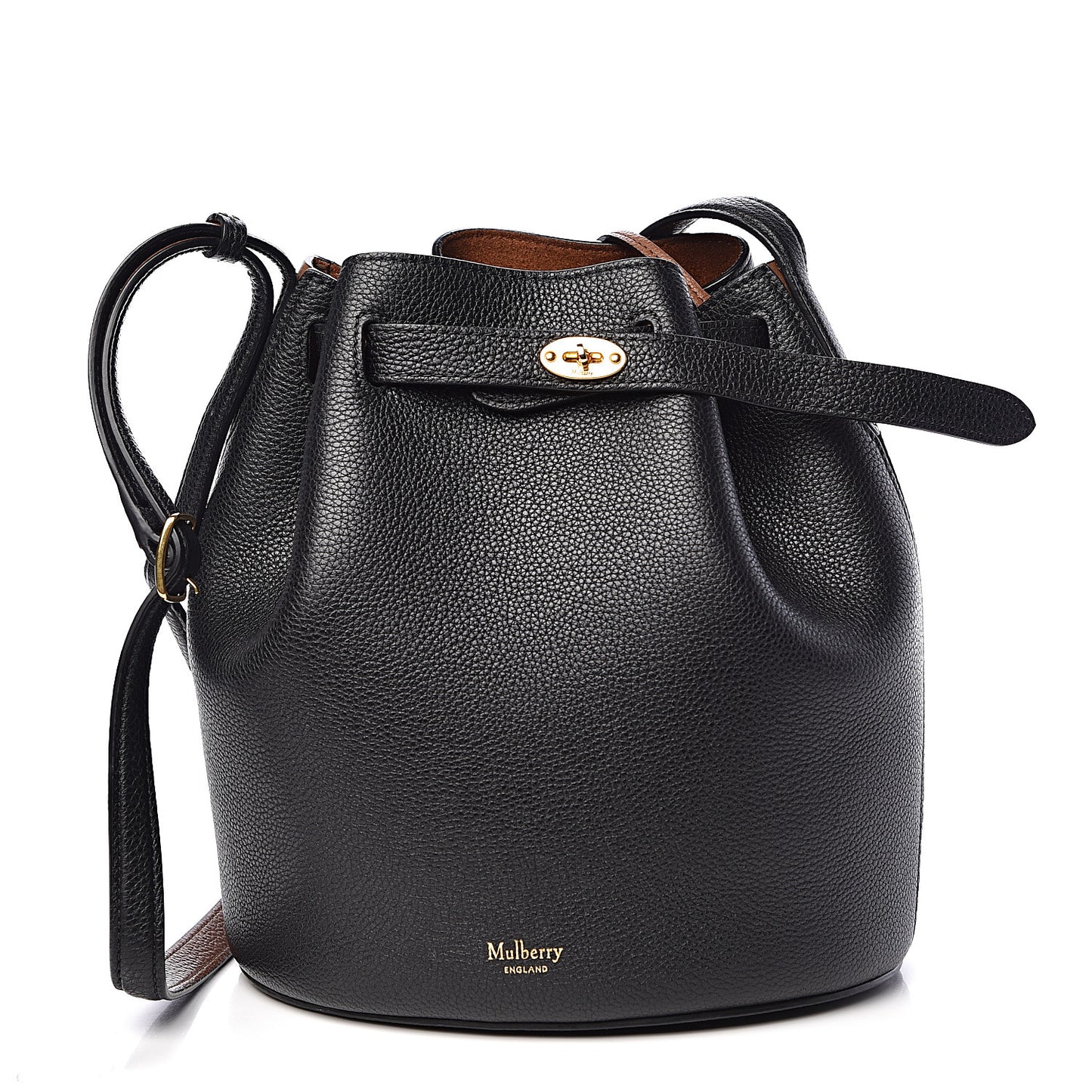Small Classic Grain Calfskin Small Abbey Bucket Bag Black