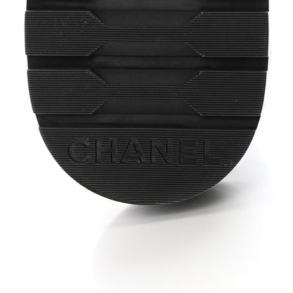 Chanel Shiny Lambskin Quilted Lace Up Combat Boots 36 Grey Black 6 of 11