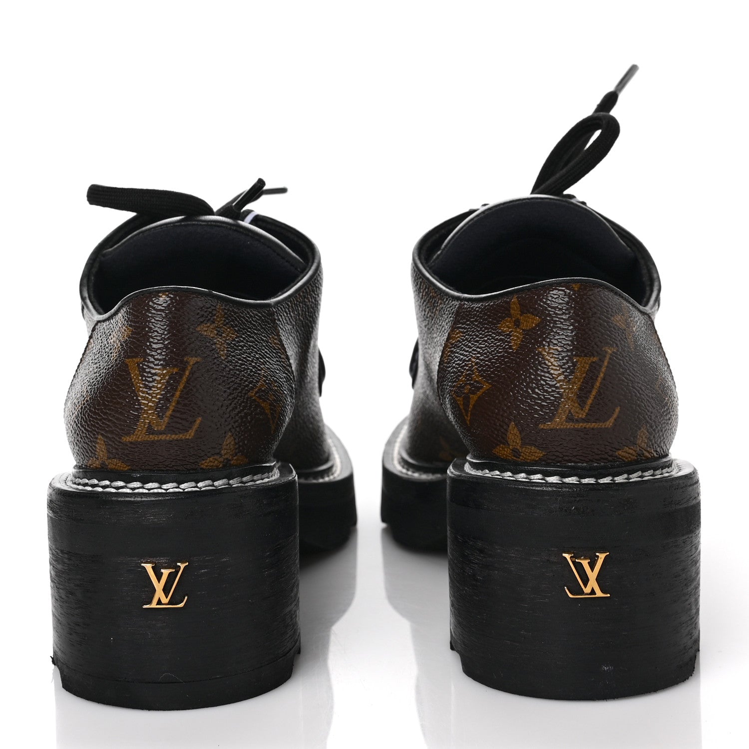 Louis Vuitton Monogram Calfskin Beaubourg Platform Derby Shoes 39 Brown 5 of 11