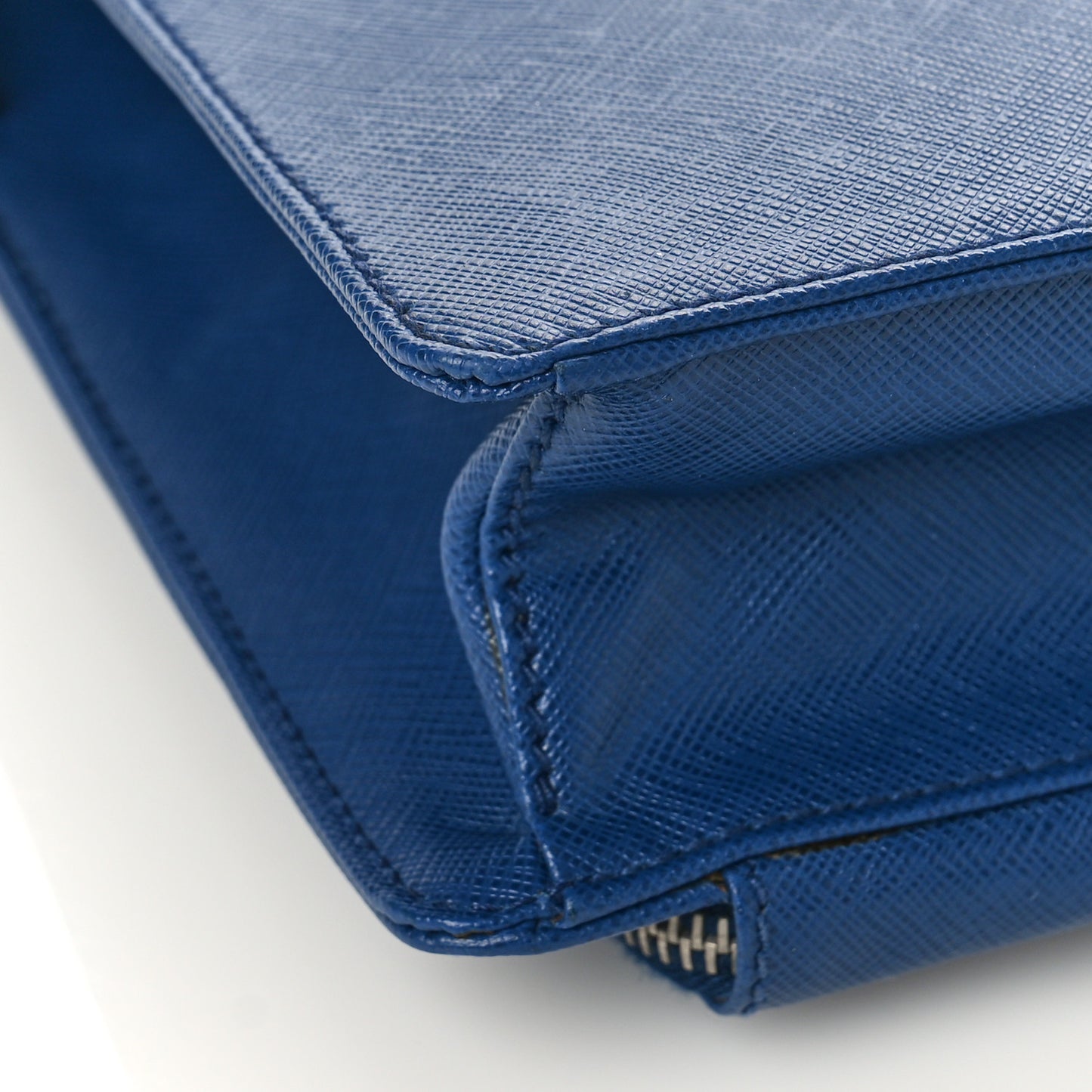 Saffiano Cuir Travel Front Zip Pocket Briefcase Bluette
