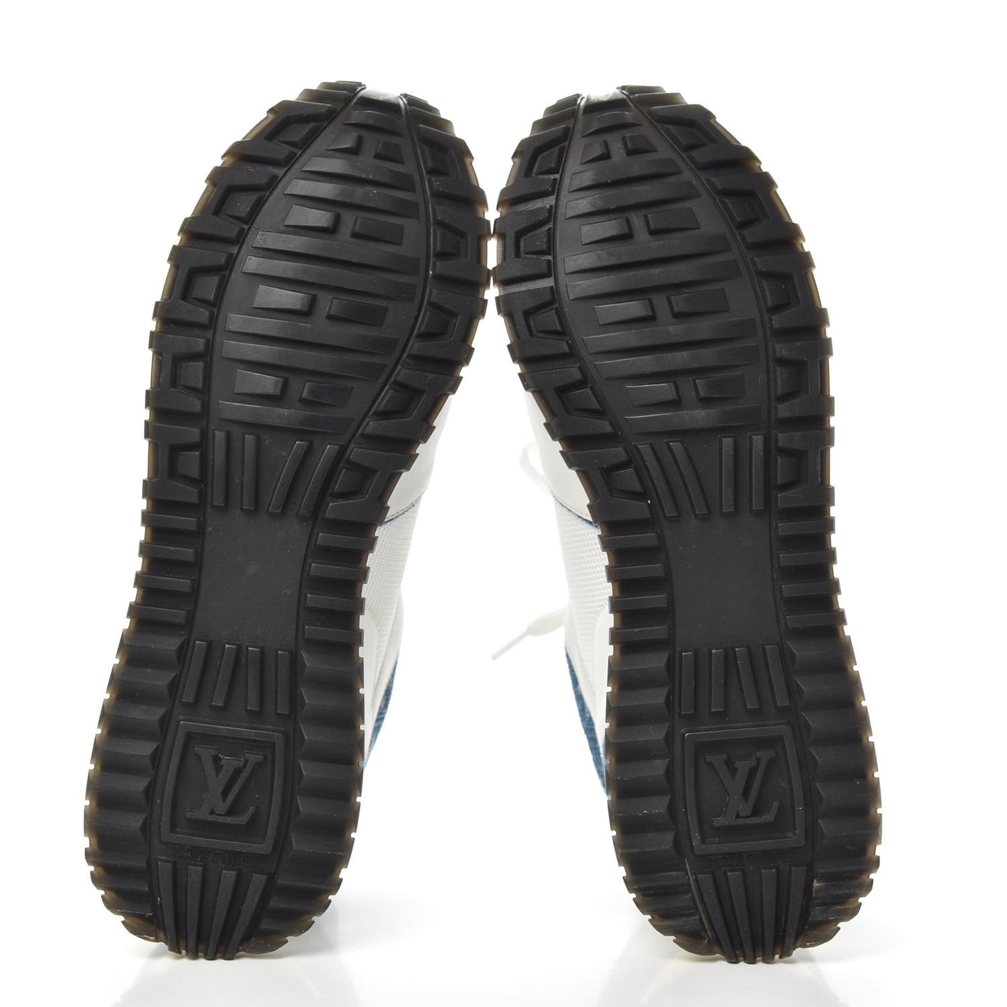 Calfskin Monogram Denim Run Away Sneakers 37.5 White