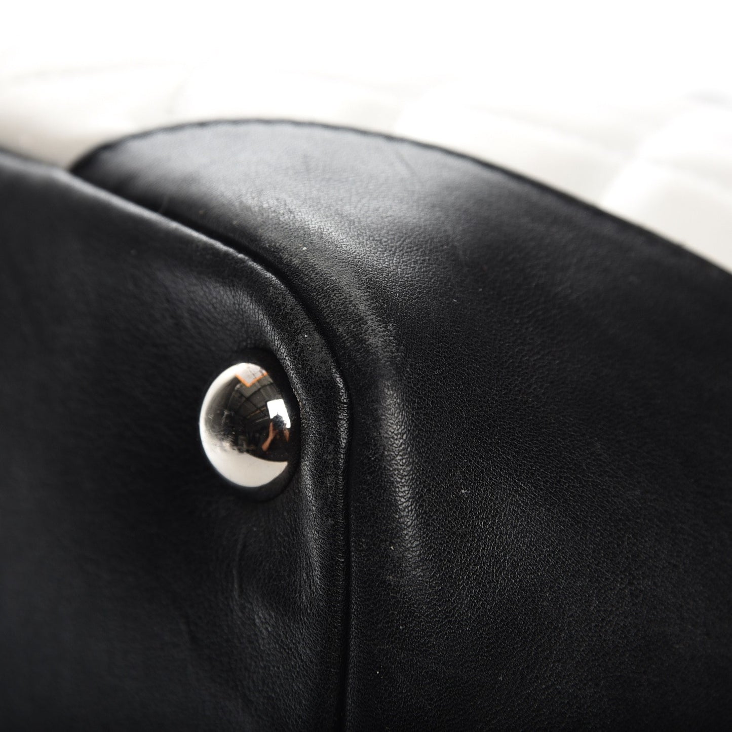 Calfskin Quilted Large Cambon Tote White Black