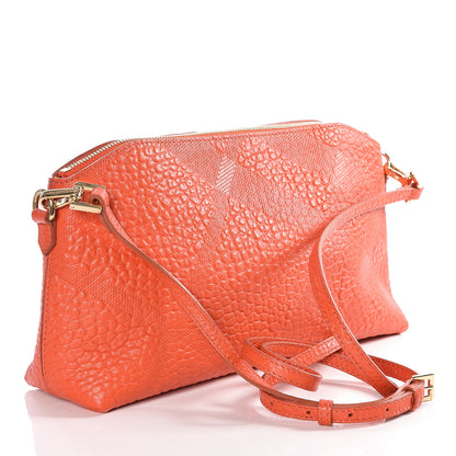 Burberry Signature Grain Calfskin Check Embossed Small Chichester Crossbody Clutch Bag Orange 2 of 10