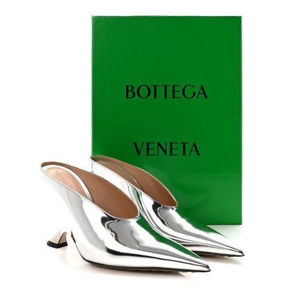 Bottega Veneta Laminated Calfskin Rocket Mule Pumps 37.5 Silver 9 of 9