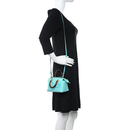 Fendi Vitello King Plexiglass Logo Embossed Mini By The Way Top Handle Boston Bag Spring Turquoise 2 of 10