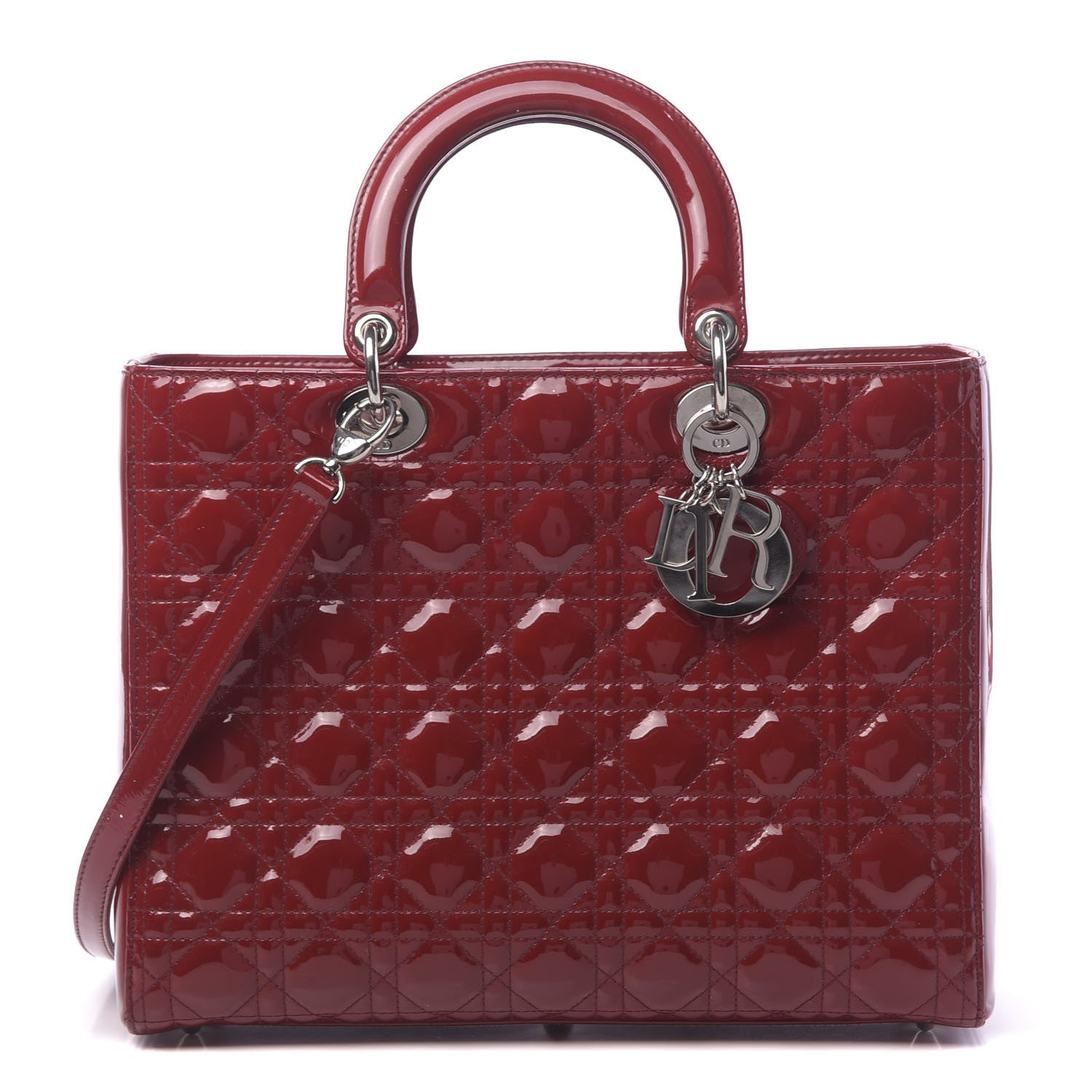 Christian Dior Patent Cannage Large Lady Dior Red 1 of 14