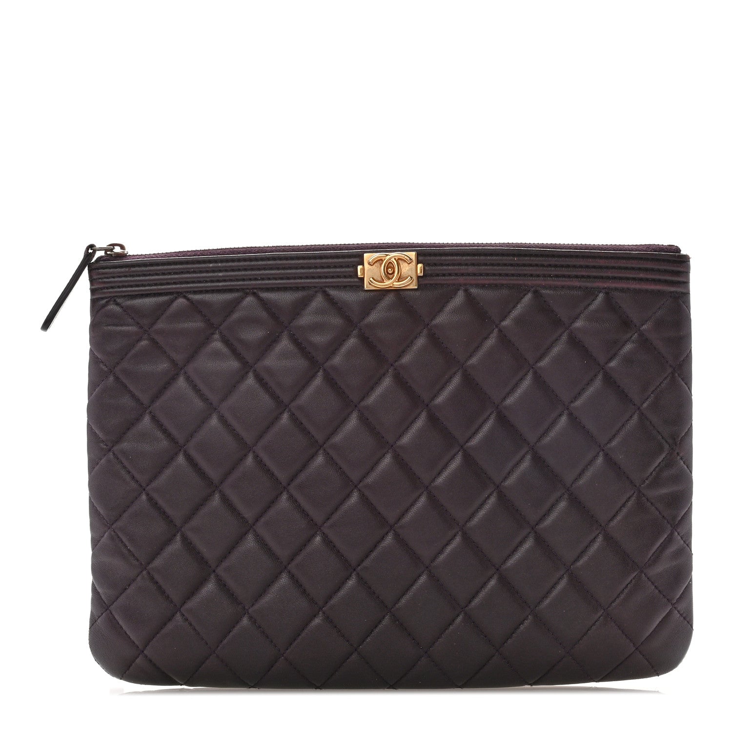 Chanel Lambskin Quilted Medium Boy Cosmetic Case Purple 1 of 8