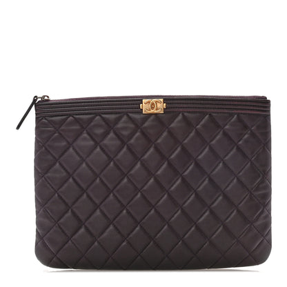 Chanel Lambskin Quilted Medium Boy Cosmetic Case Purple 1 of 8