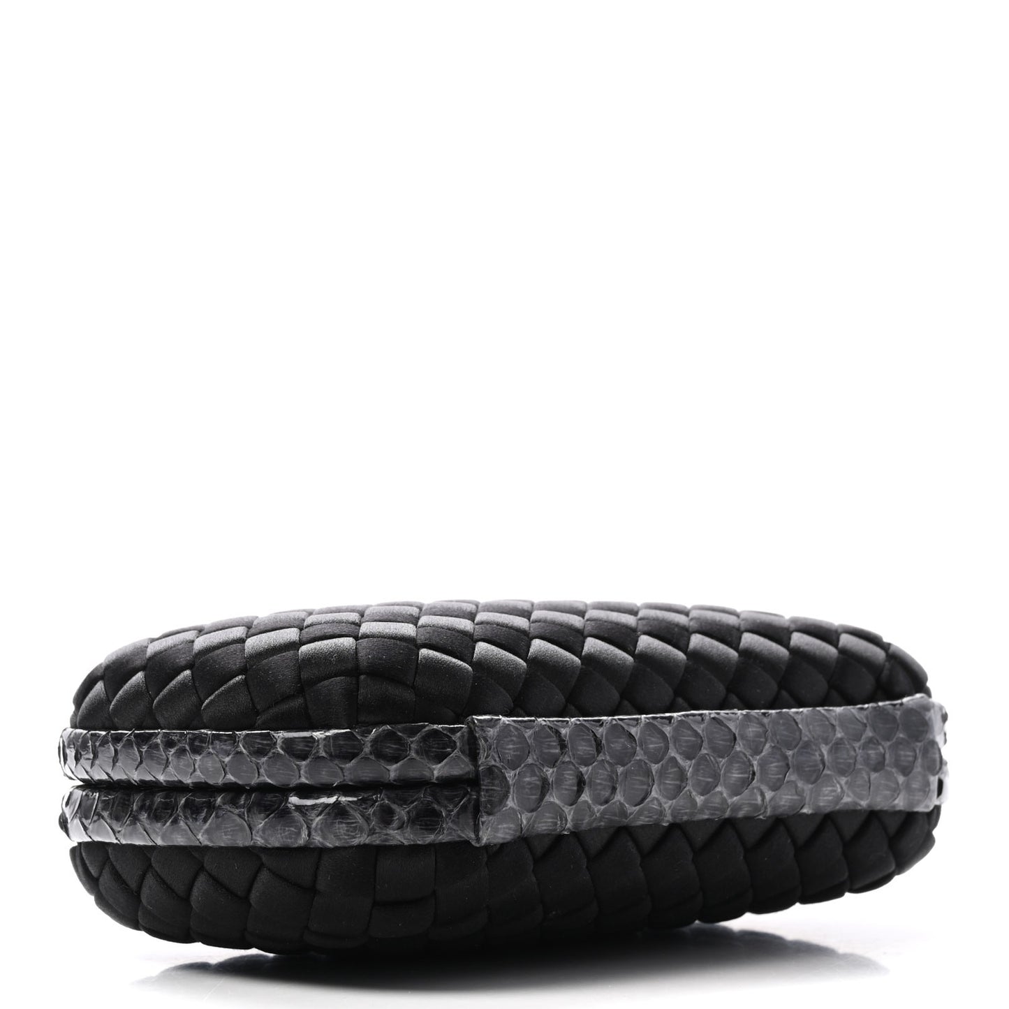 Satin Ayers Intrecciato Chain Knot Clutch Black