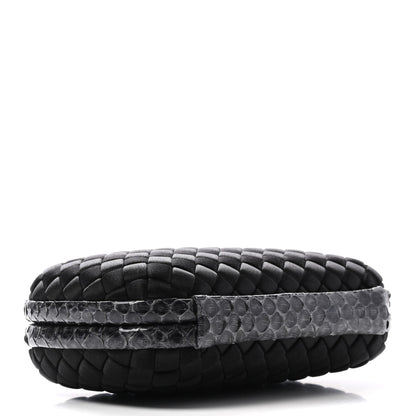 Bottega Veneta Satin Ayers Intrecciato Chain Knot Clutch Black 4 of 9