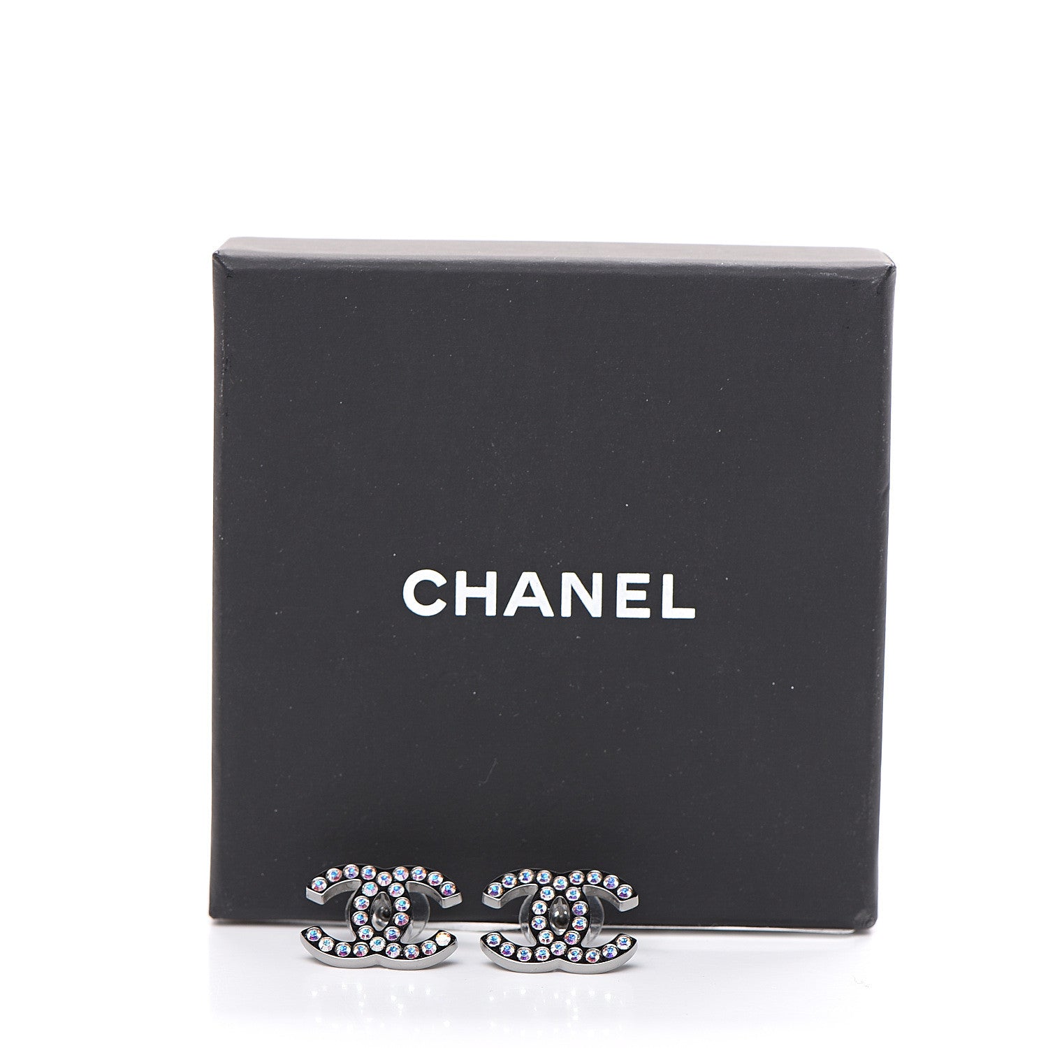 Chanel Iridescent Crystal CC Earrings Silver Multicolor 5 of 5