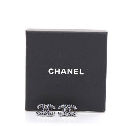 Chanel Iridescent Crystal CC Earrings Silver Multicolor 5 of 5