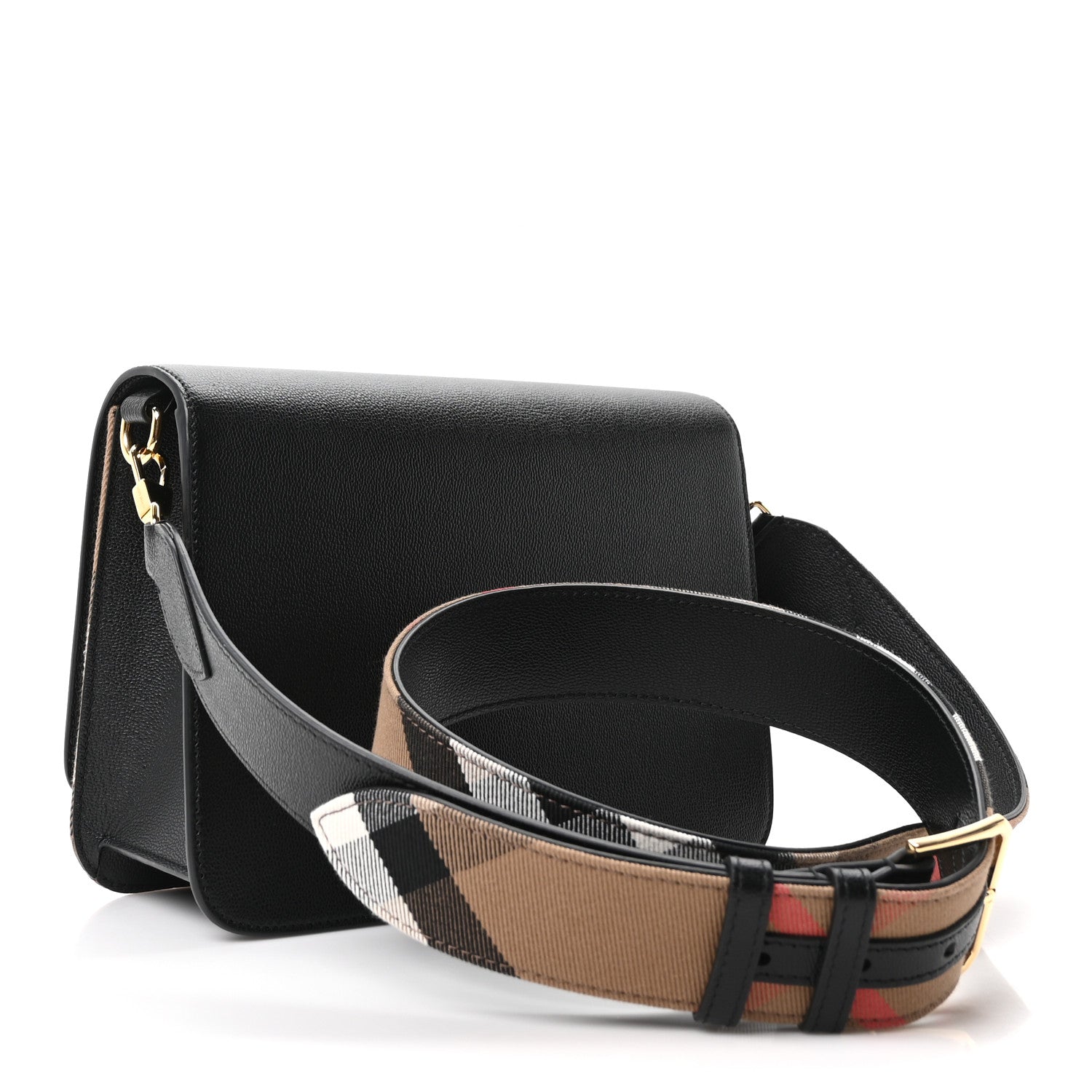 Burberry Derby Calfskin House Check Mackford Crossbody Bag Black 3 of 10
