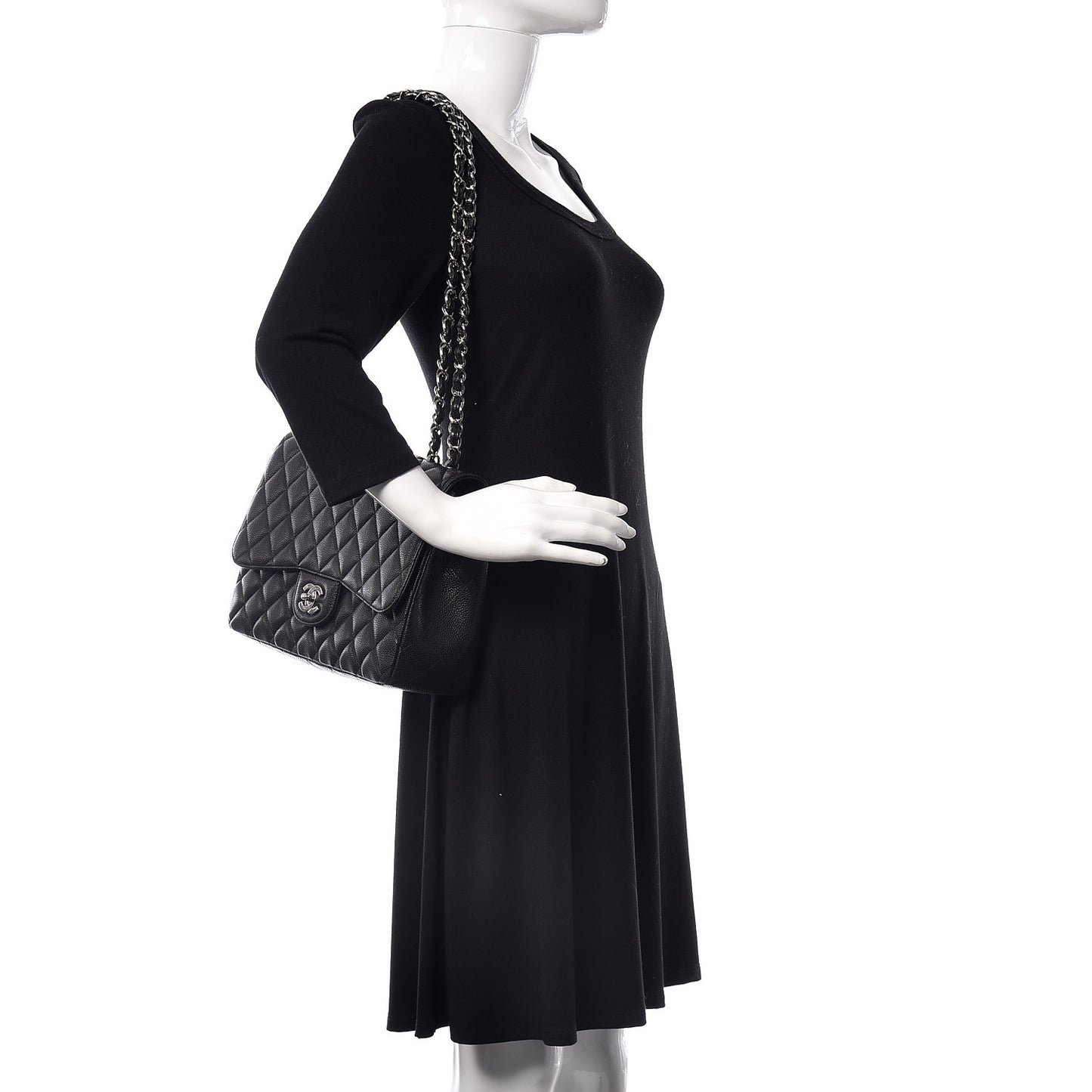 Caviar Quilted Jumbo Single Flap Black