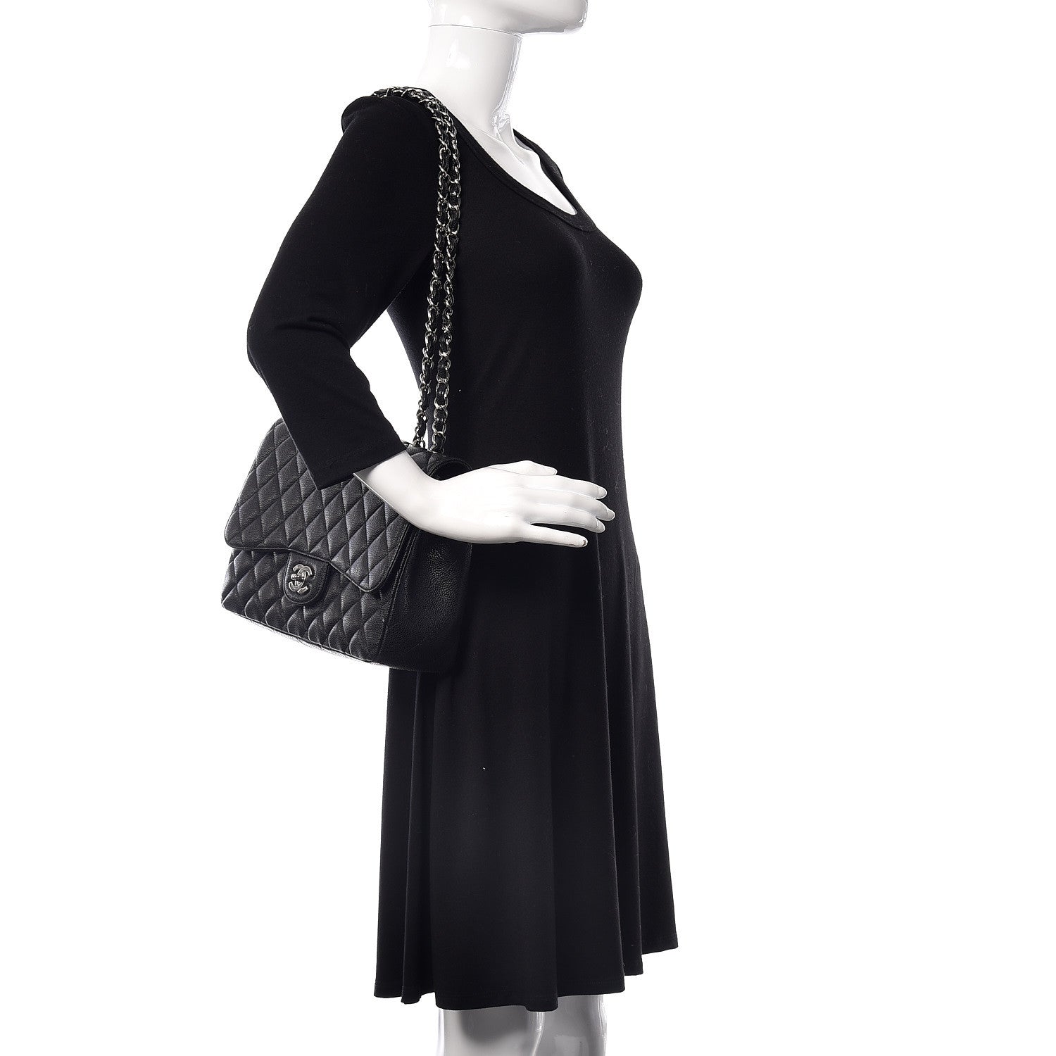 Chanel Caviar Quilted Jumbo Single Flap Black 2 of 10