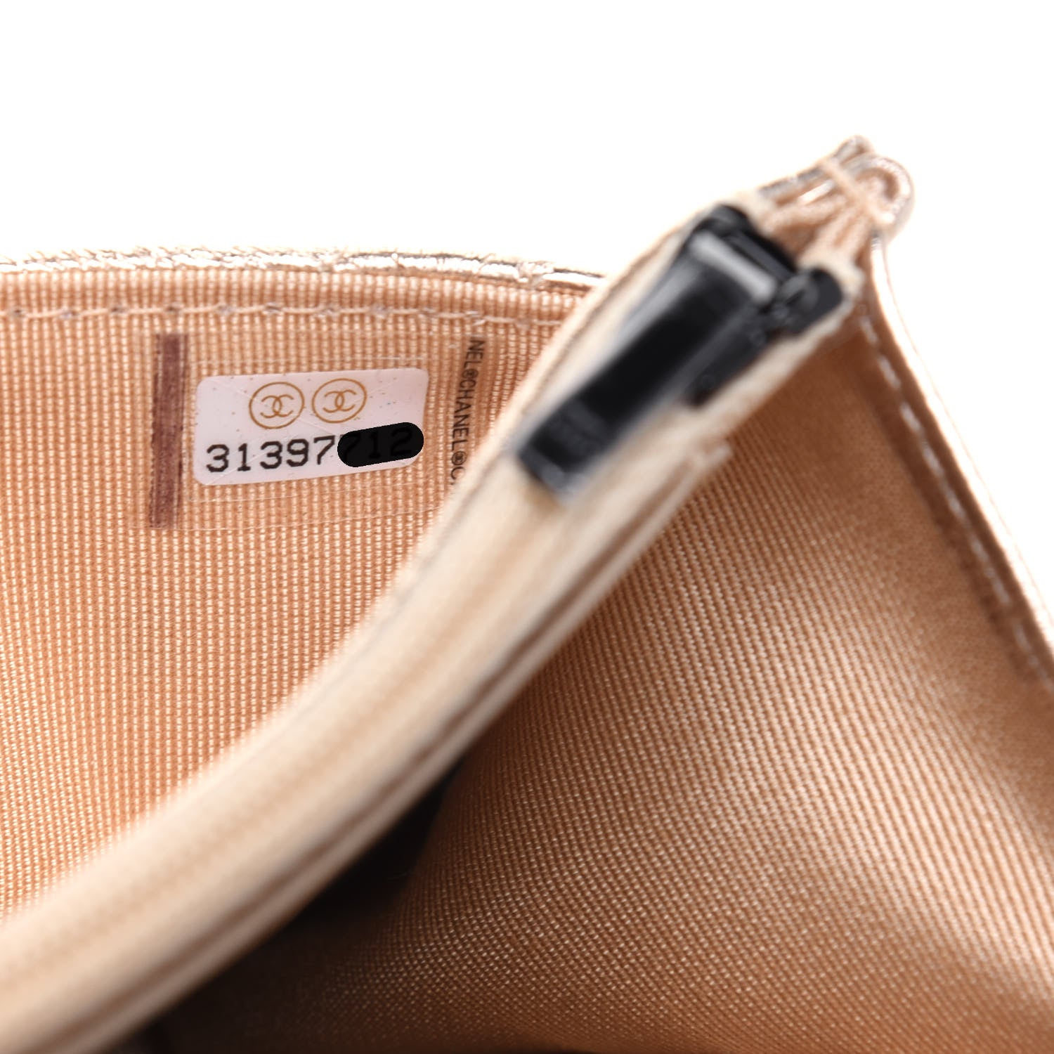 Chanel Metallic Lambskin Quilted Wallet On Chain WOC Gold Black 8 of 14