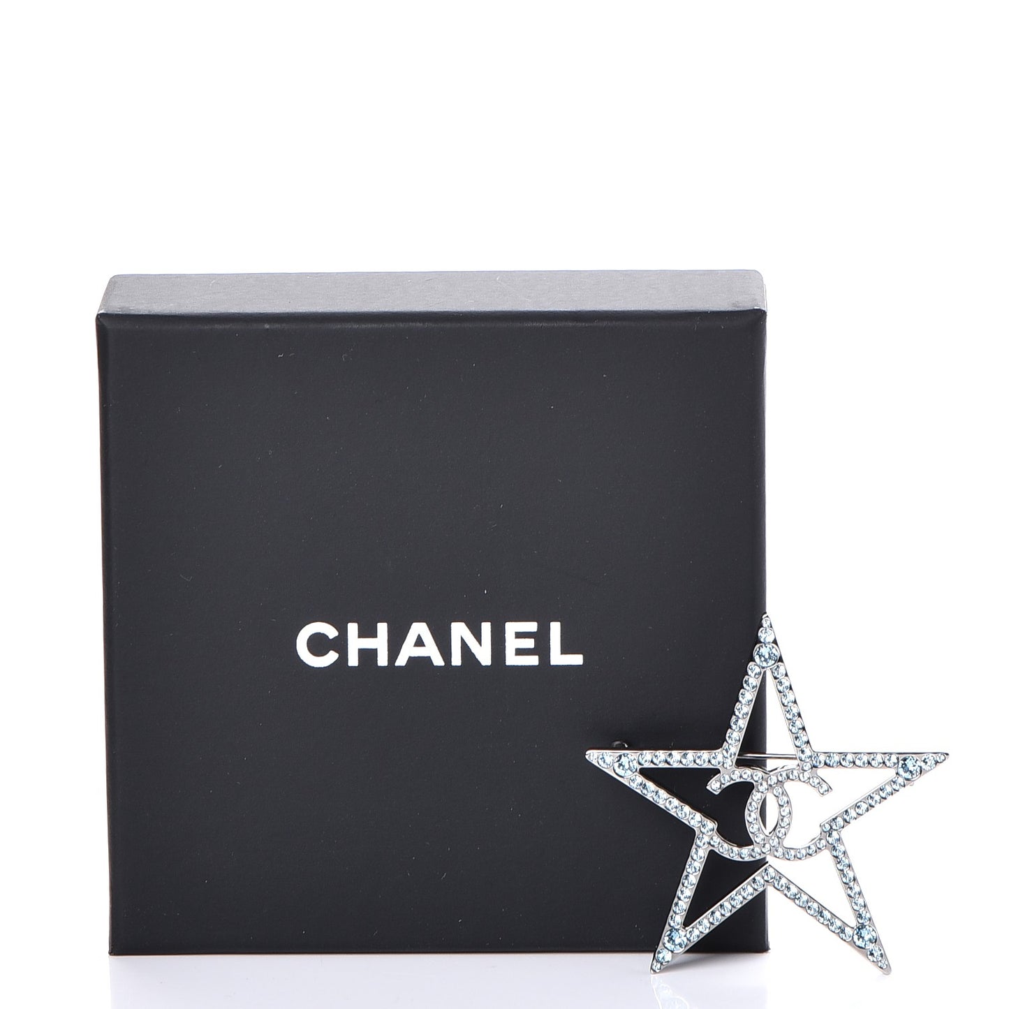 Ruthenium Crystal Star CC Brooch Blue