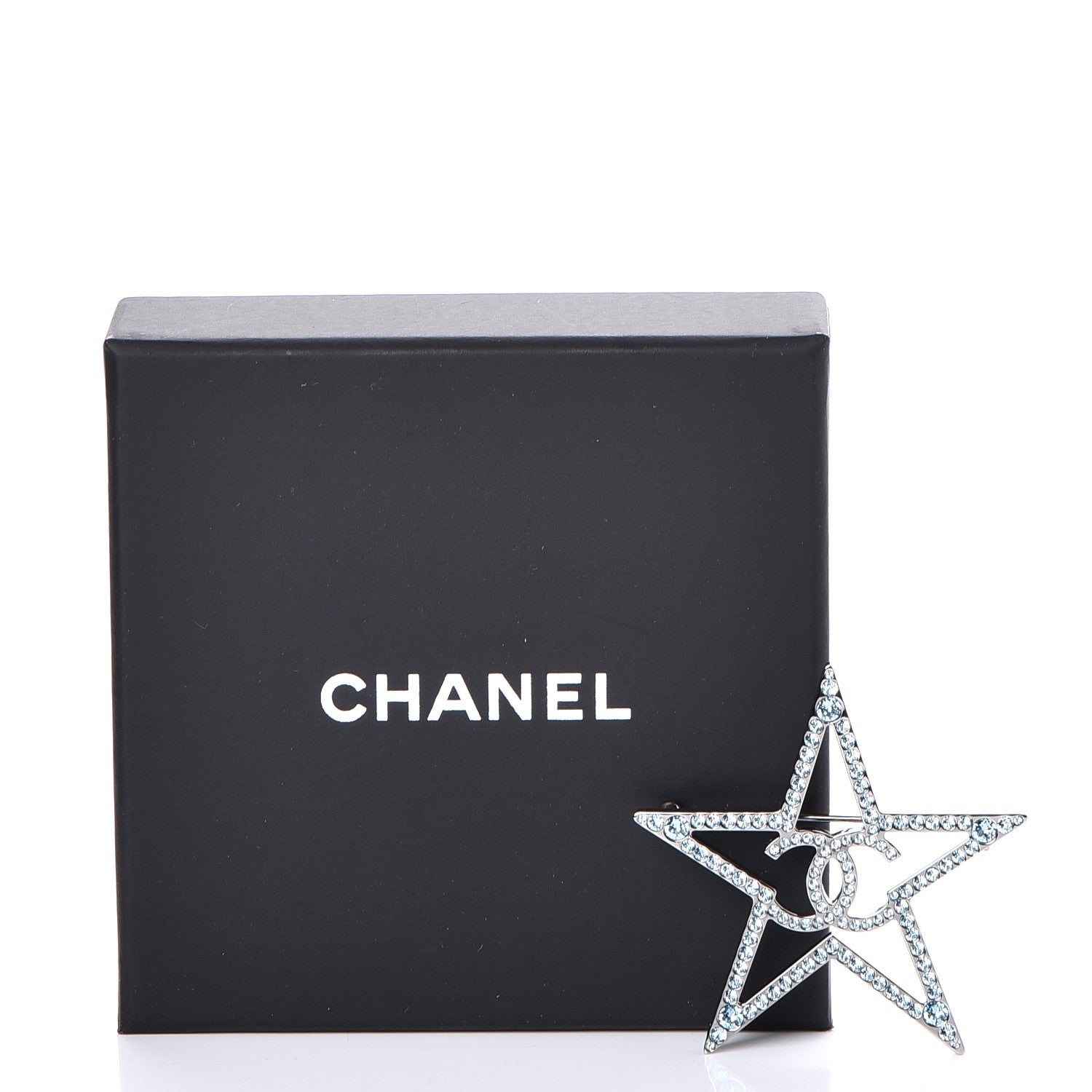 Chanel Ruthenium Crystal Star CC Brooch Blue 5 of 5