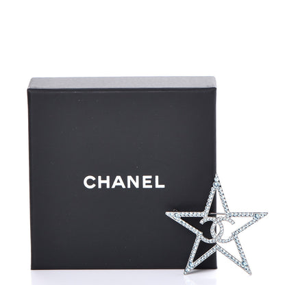Chanel Ruthenium Crystal Star CC Brooch Blue 5 of 5