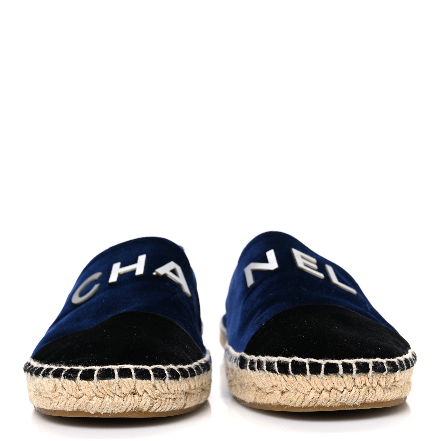 Chanel Velvet Logo Espadrilles 38 Navy Black 3 of 11