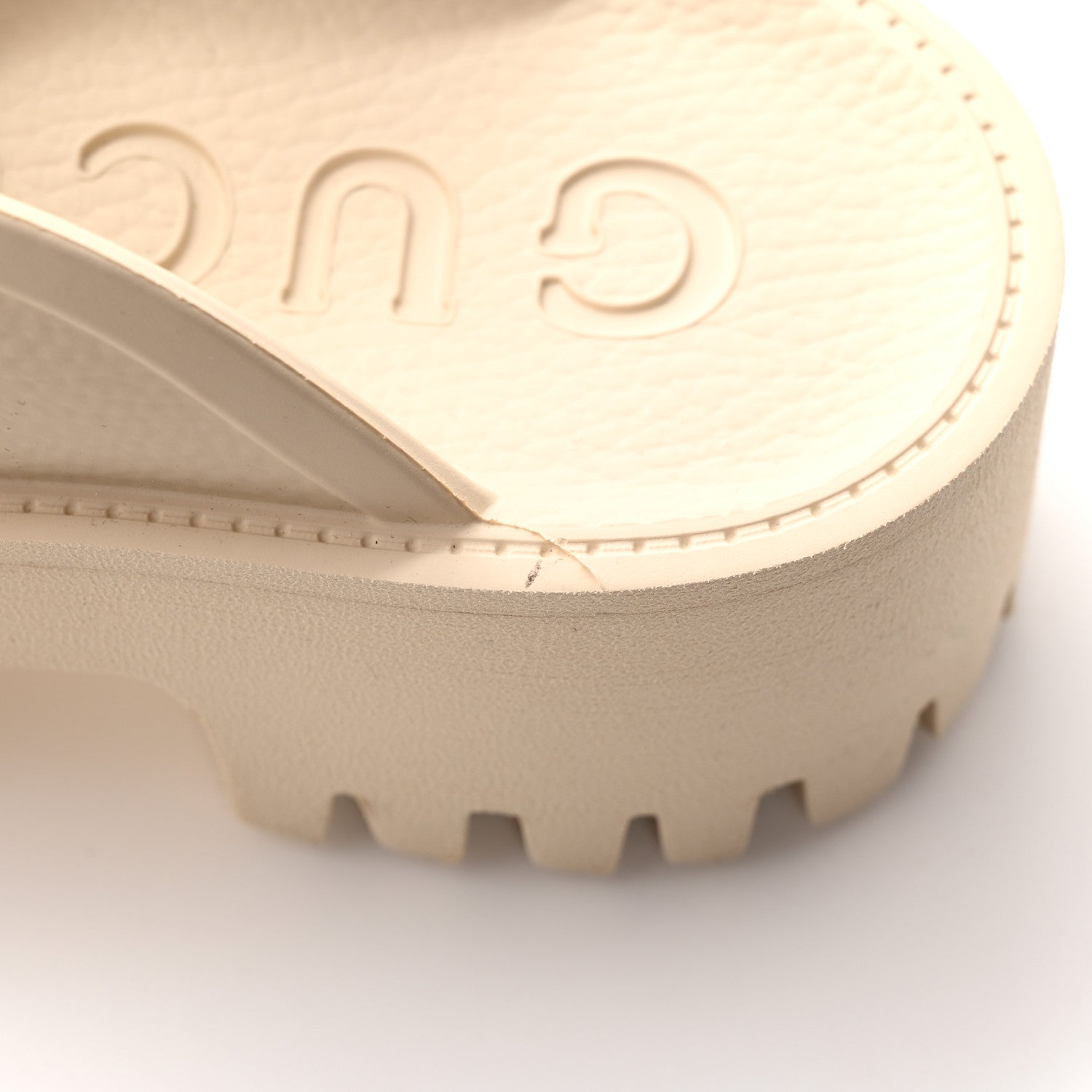 Gucci Rubber GG Monogram Perforated Elea Platform 55mm Lug Sole Sandals 38 Mystic White 9 of 10