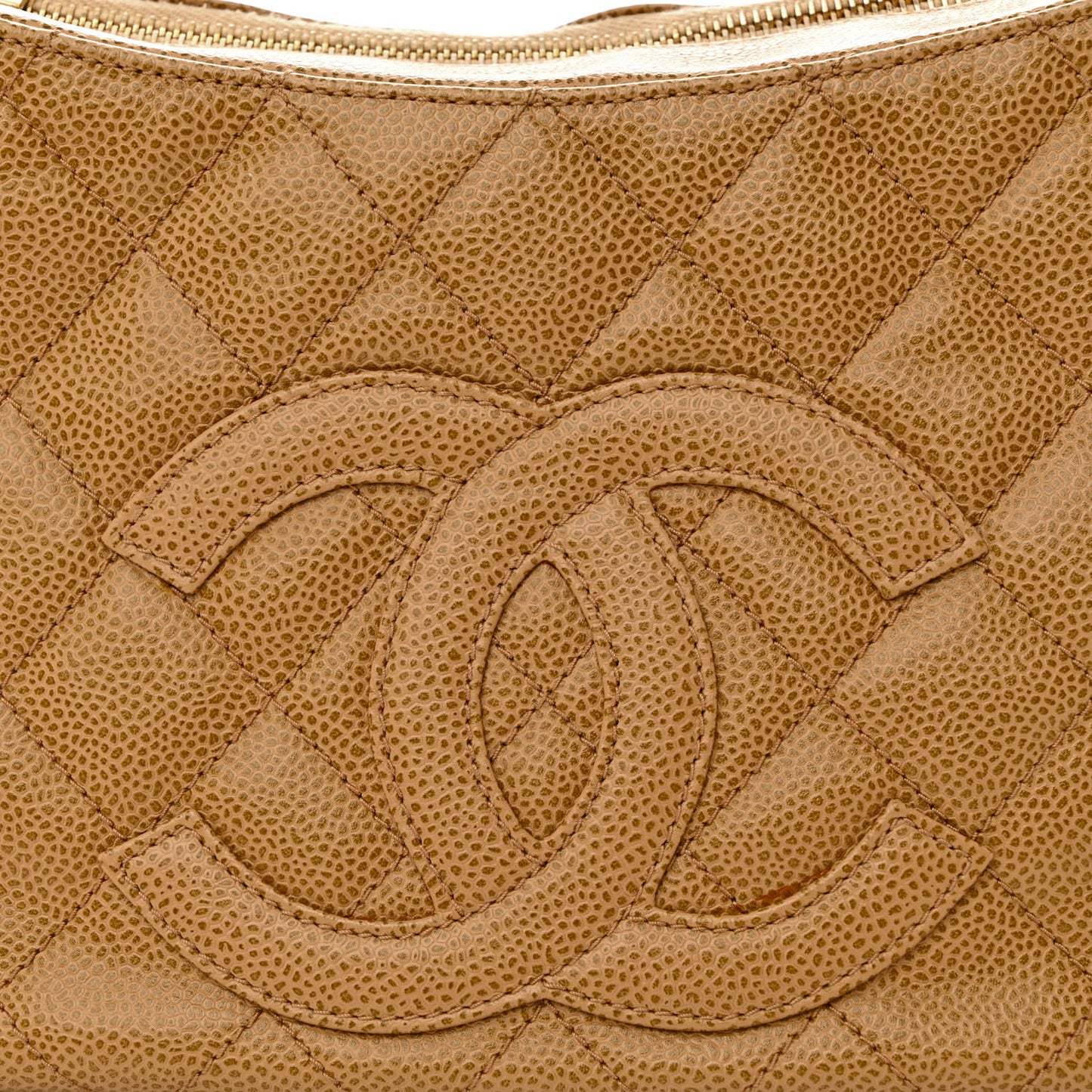 Caviar Quilted Timeless CC Shoulder Bag Beige