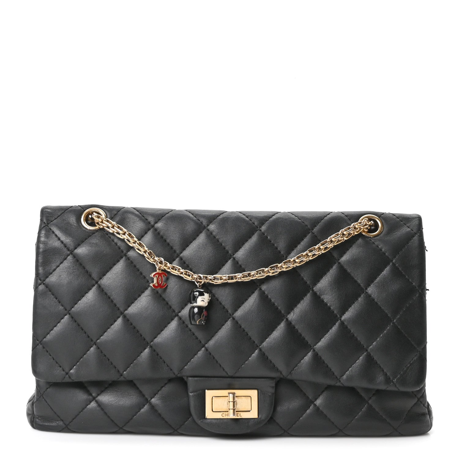 Chanel Calfskin Quilted 2.55 Paris Shanghai China Doll Reissue 227 Flap Black 1 of 9