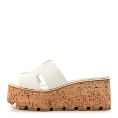 Hermes Calfskin Cork Eze 30 Sandals 36 White 1 of 11