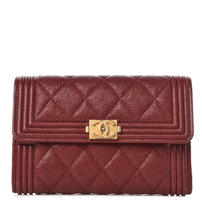 Chanel Caviar Quilted Medium Boy Flap Wallet Burgundy 1 of 9