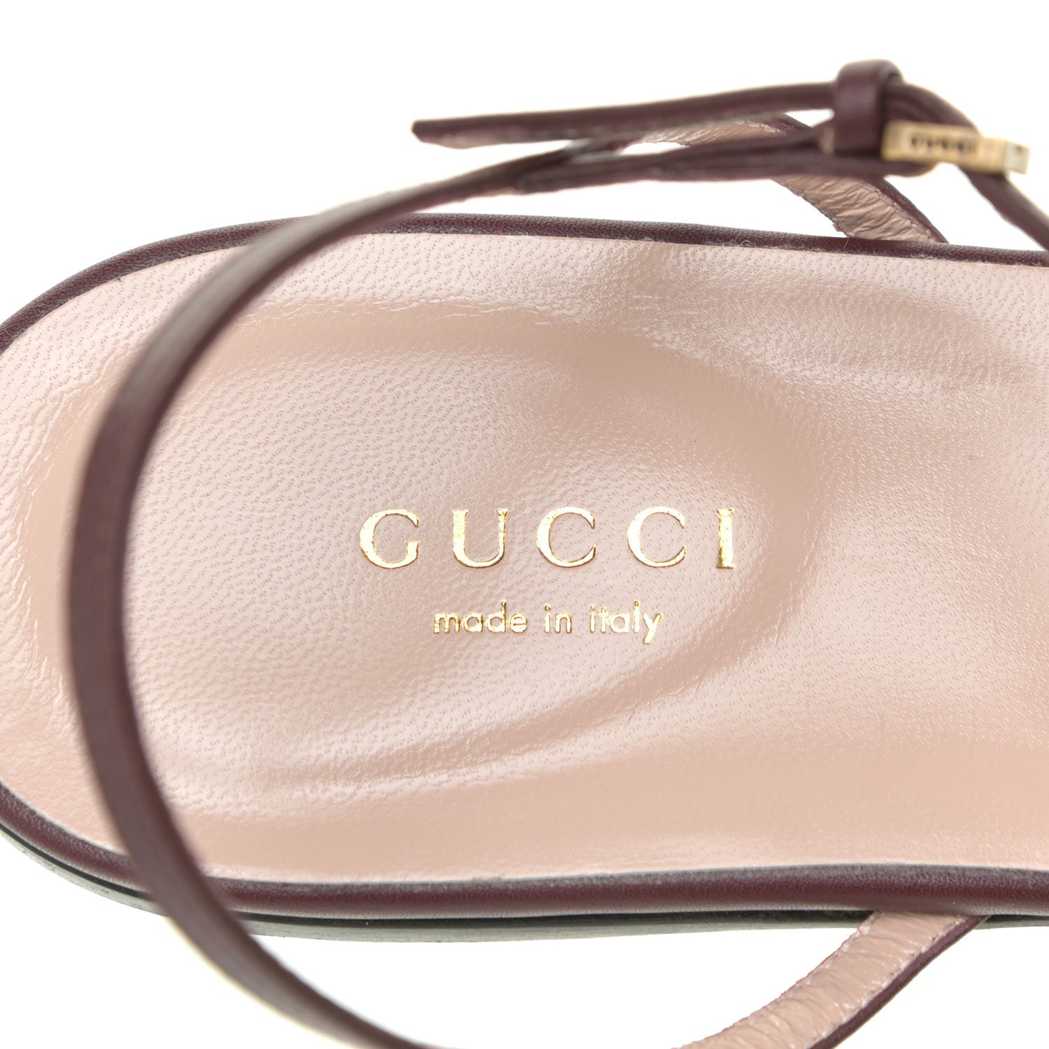 Gucci Lifford Calfskin GG Marmont Ankle Wrap Flat Sandals 39.5 Vintage Bordeaux 10 of 13