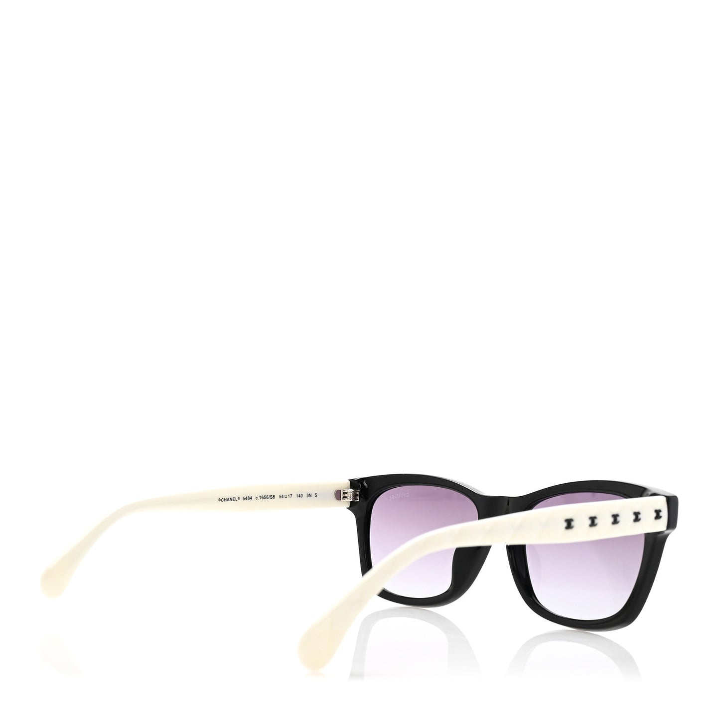 Acetate Quilted CC Square Sunglasses 5484 White Black