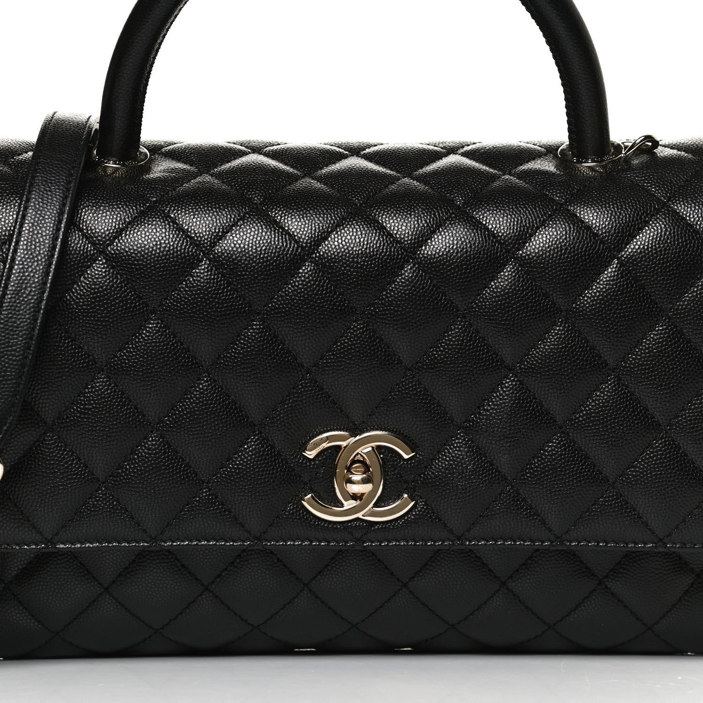 Caviar Quilted Small Coco Handle Flap Black