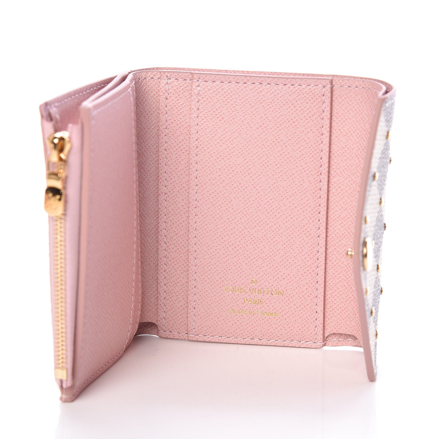 Louis Vuitton Damier Azur Studded Zoe Wallet Rose Ballerine 5 of 7